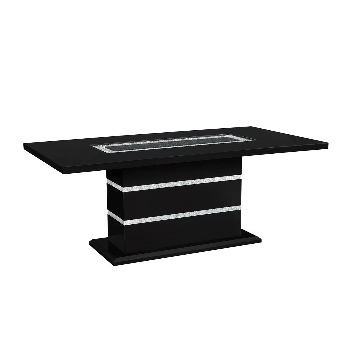 Ariya Dining Table | 79 Inch Width | High Gloss Finish | Glitter Detailing
