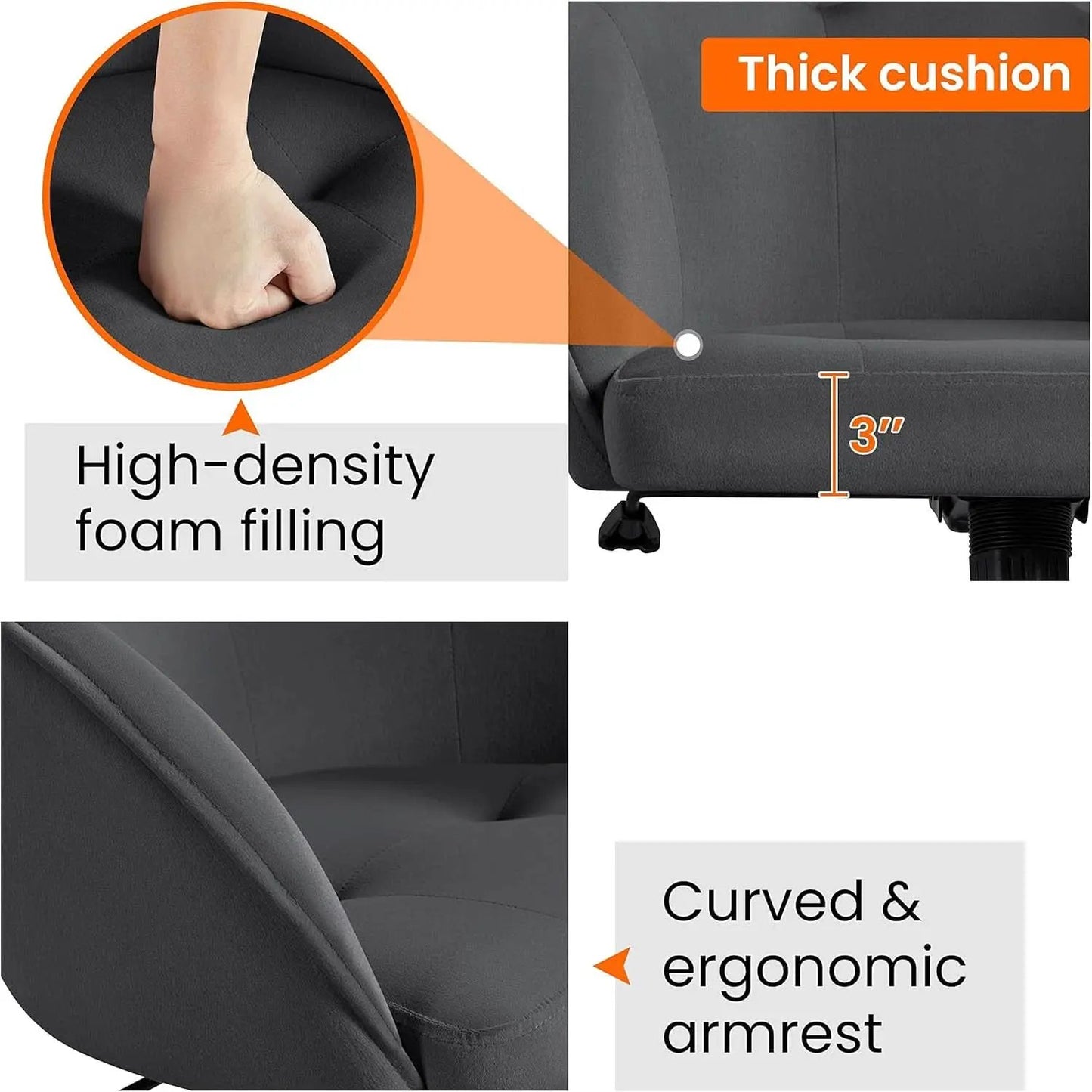 Office Chair Height Adjustable Large Seat Armrests from PriceLows™