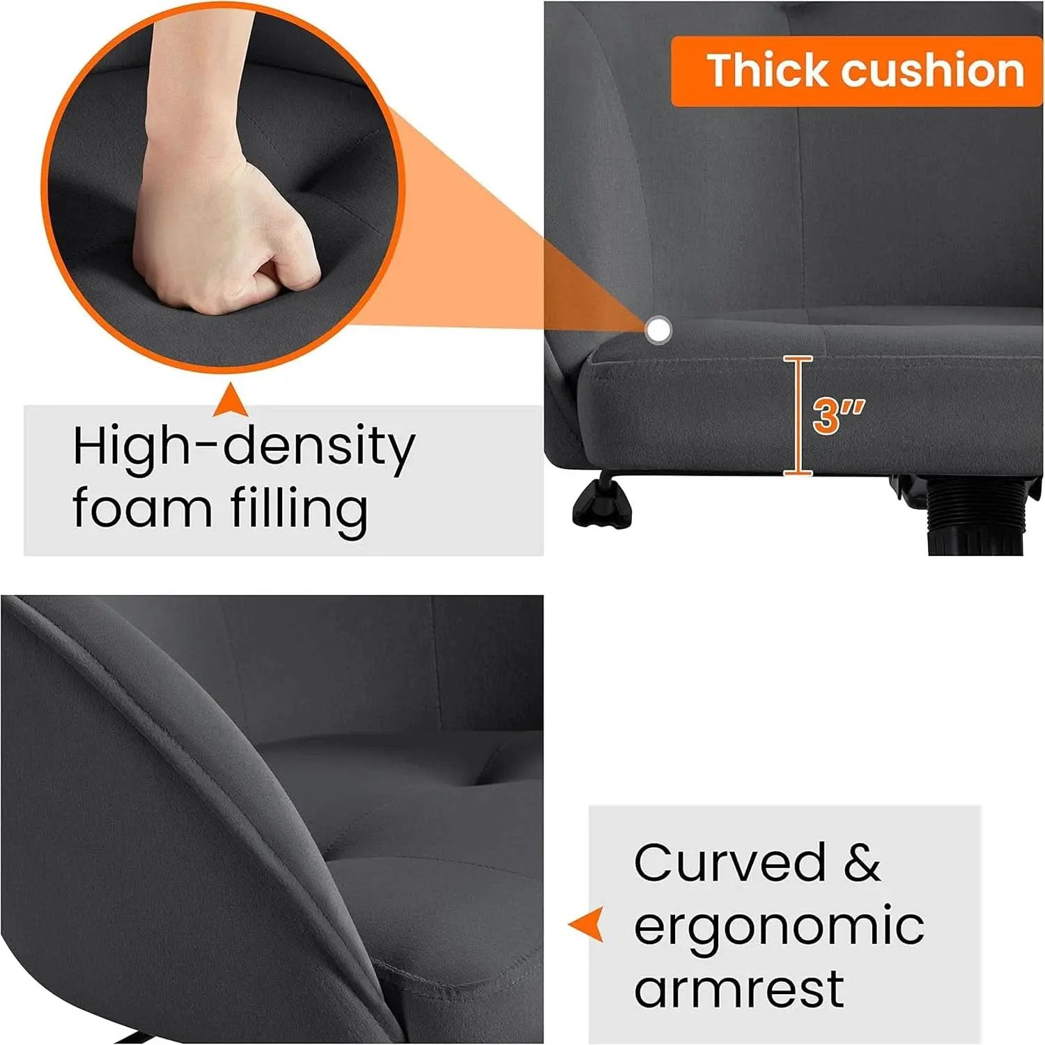 Office Chair Height Adjustable Large Seat Armrests from PriceLows™