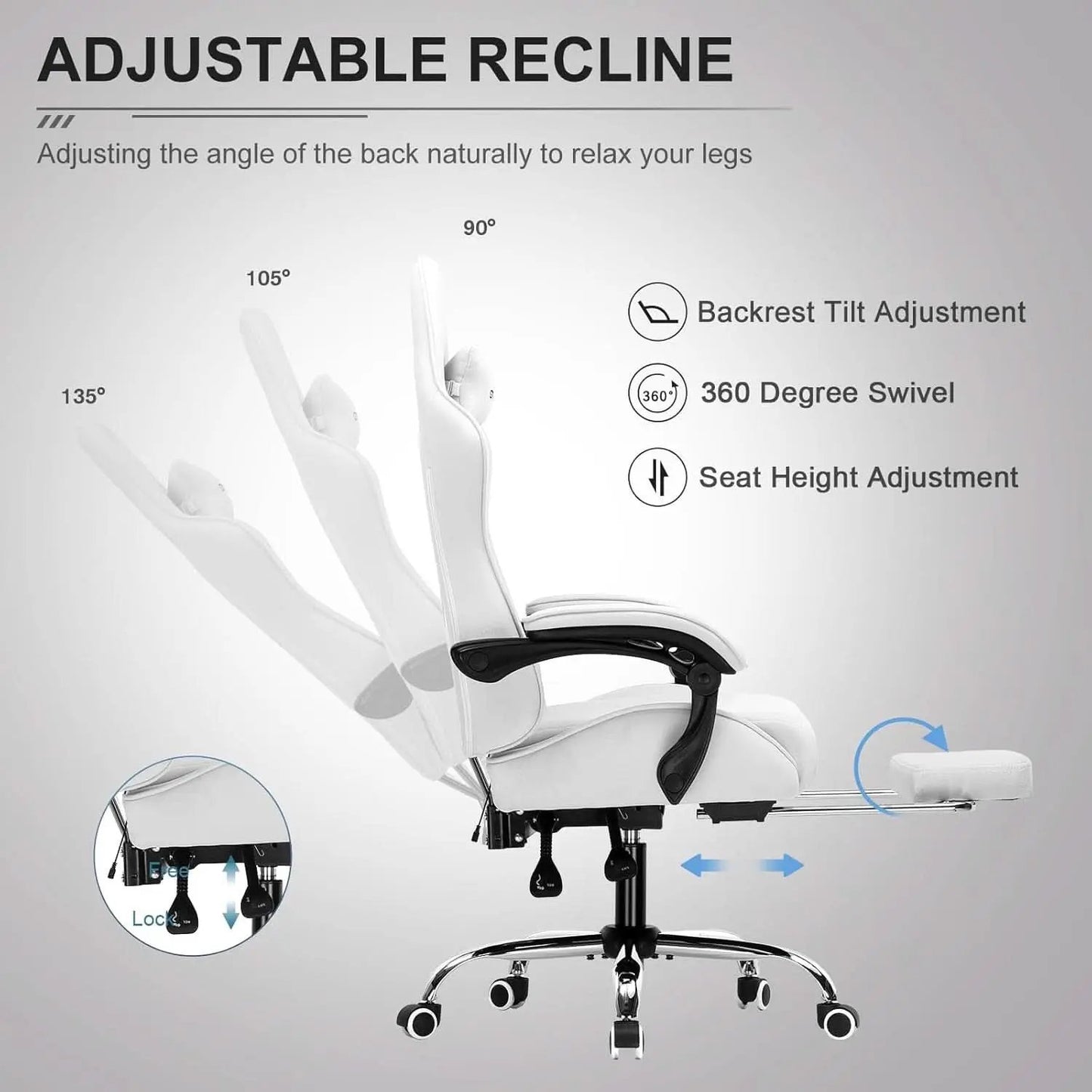Ergonomic Gaming Chair With Footrest And Lumbar Support from PriceLows™
