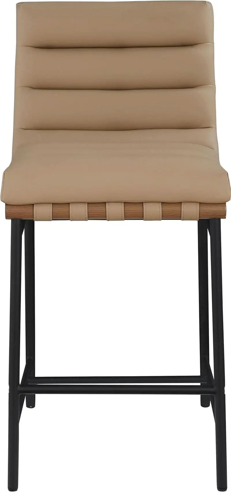 Burke Counter Stool Tan Vegan Leather Matte Black Frame from PriceLows™