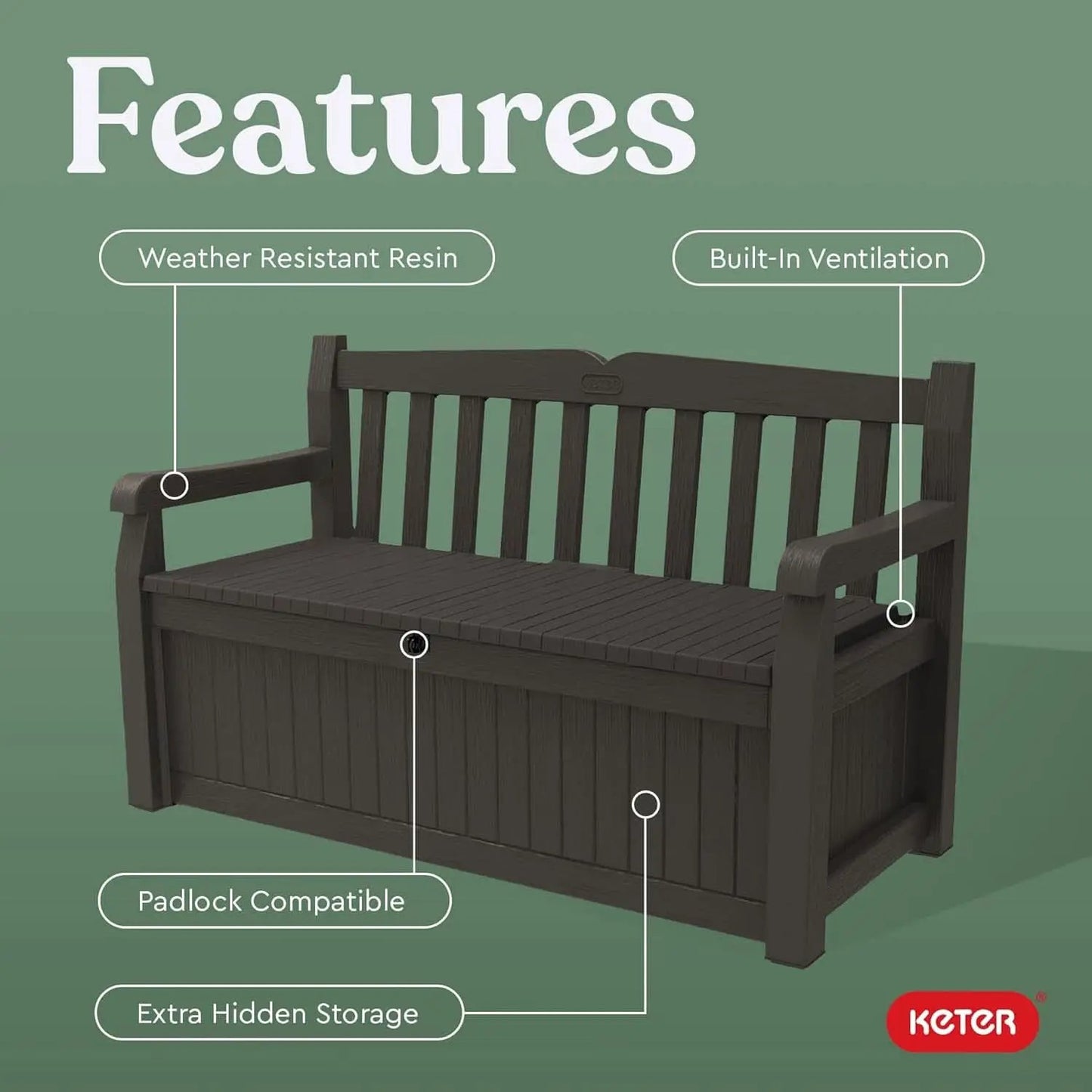 70 Gallon Outdoor Storage Bench Box for Garden Tools from PriceLows™