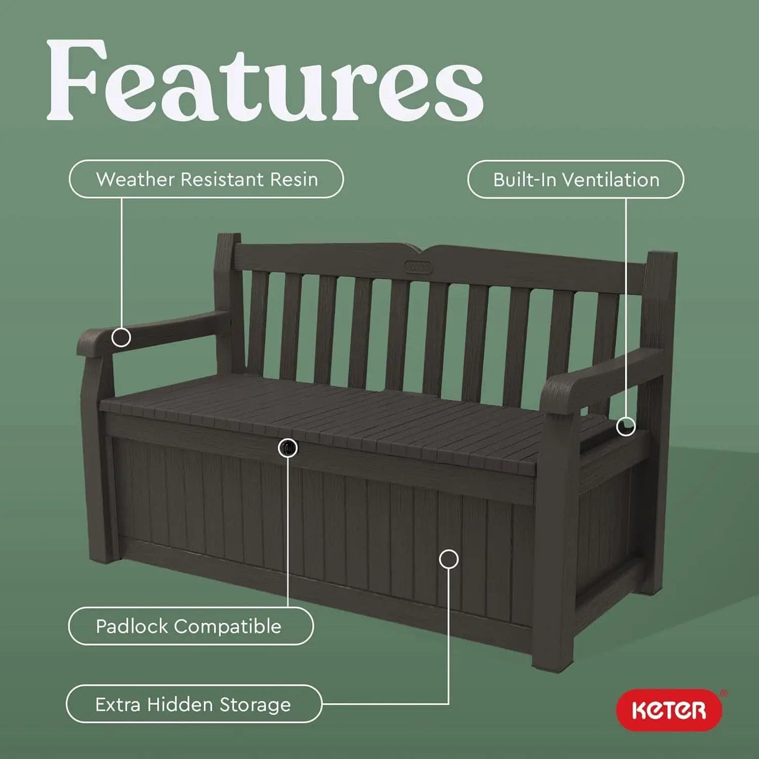 70 Gallon Outdoor Storage Bench Box for Garden Tools from PriceLows™