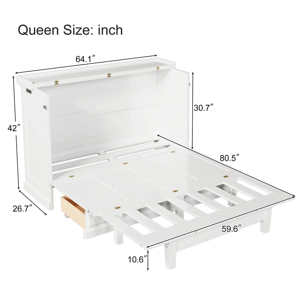 Solid Pine Murphy Bed | USB Charging Station | Storage Drawer