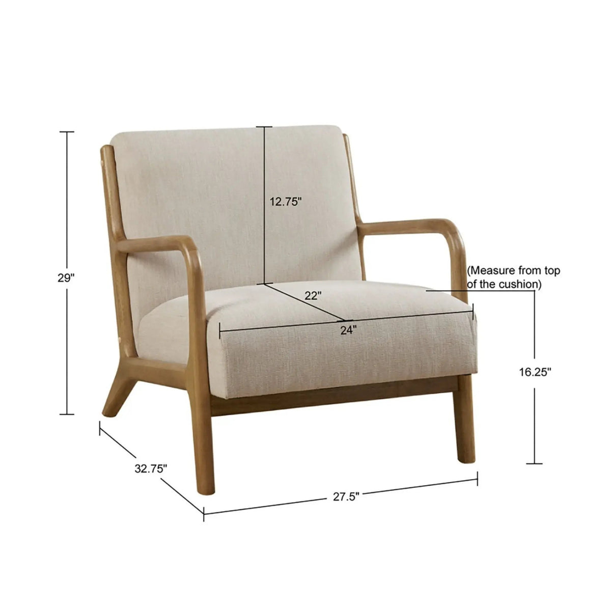 Mid Century Lounge Chair | Solid Wood Frame | High Density Foam | Elm Finish