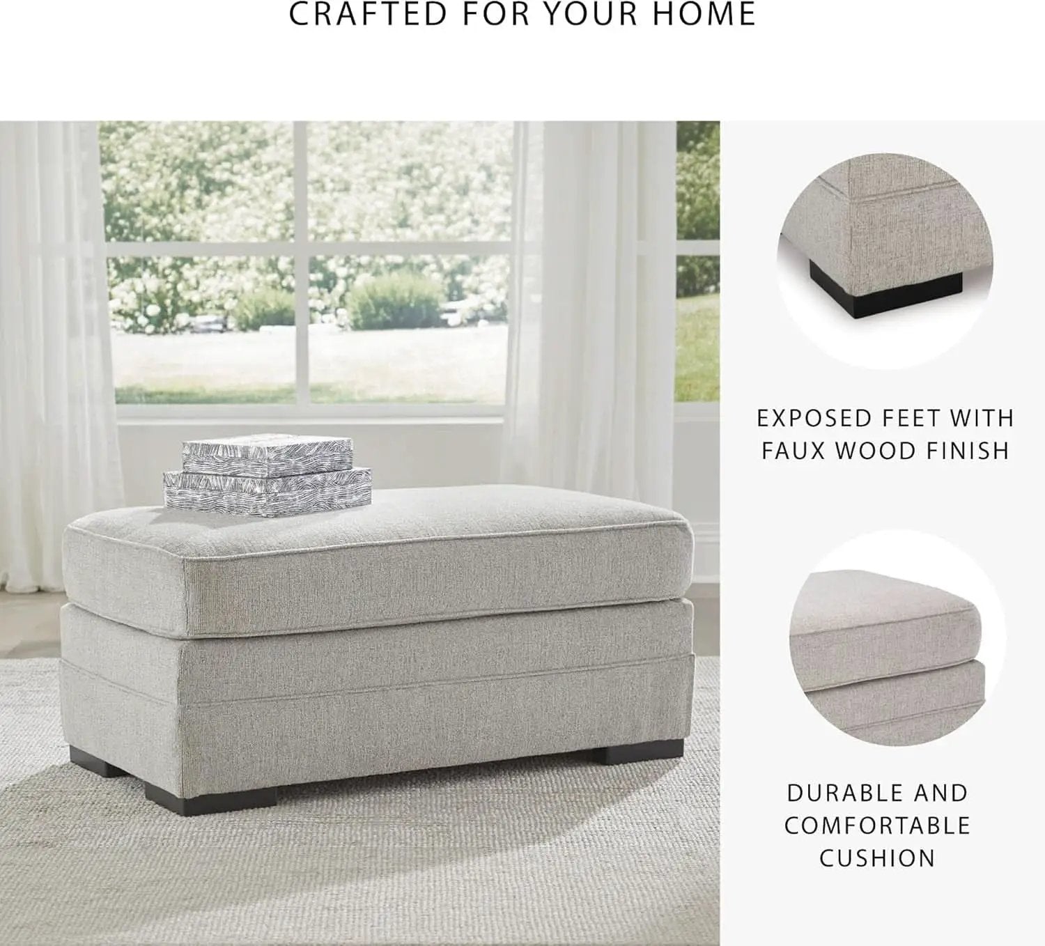 Eastonbridge Upholstered Rectangular Ottoman Light Gray from PriceLows™