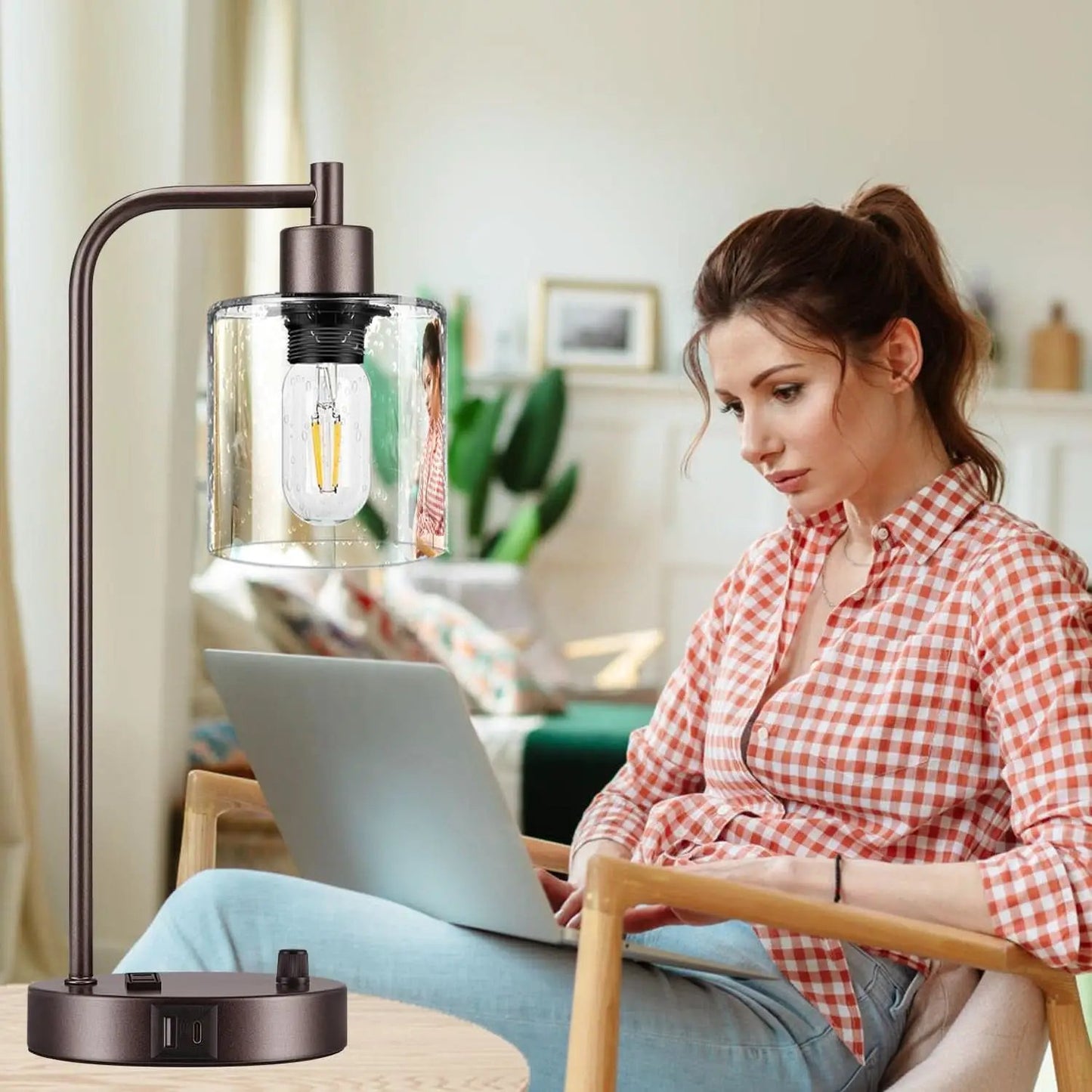 Oil Rubbed Bronze Table Lamps Set Of Two With USB Ports from PriceLows™