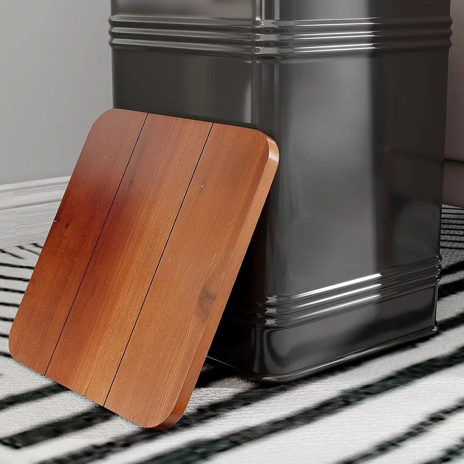 Industrial Black Storage Ottoman With Removable Lid from PriceLows™