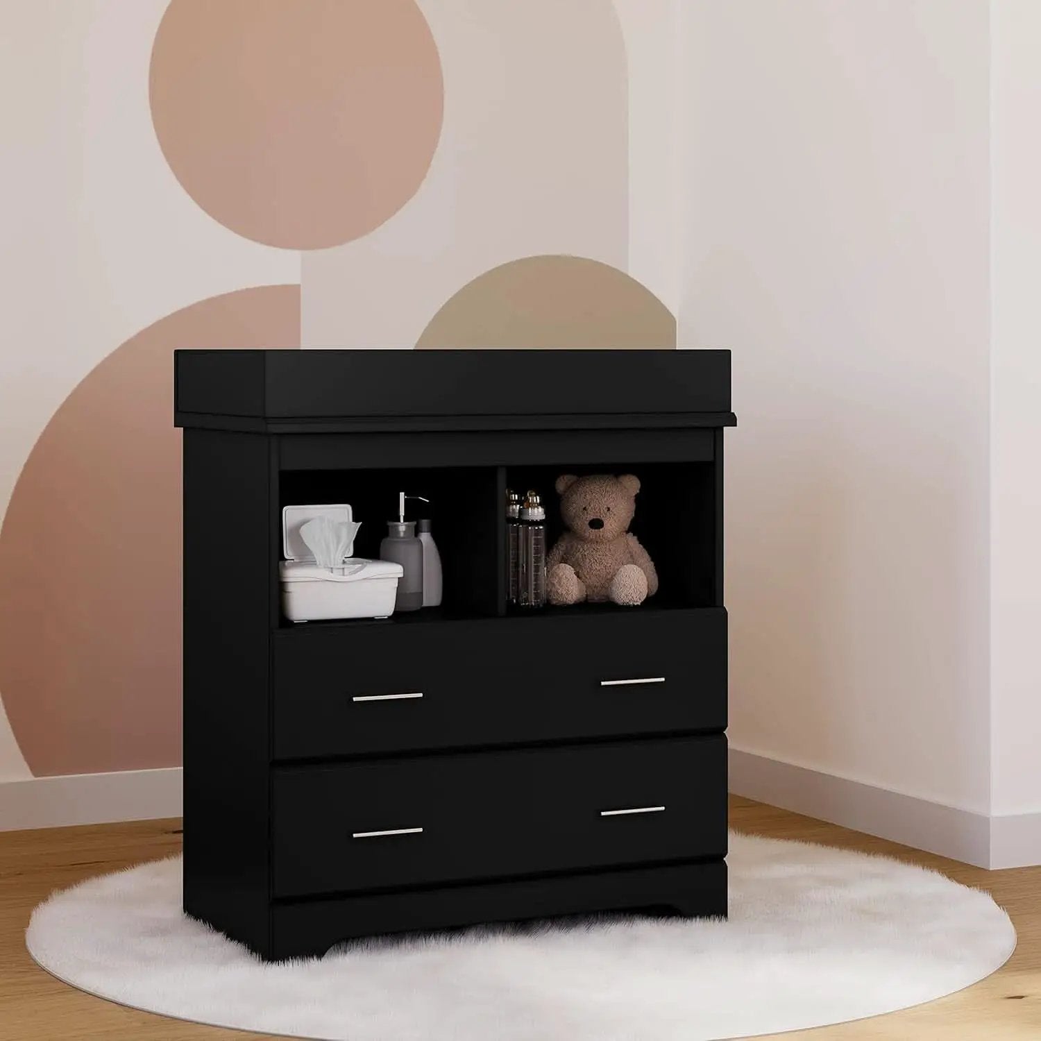Brookside 2 Drawer Changing Table Dresser Black Topper from PriceLows™