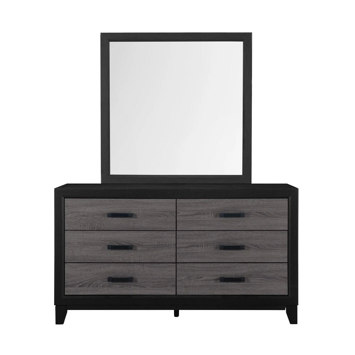 Soluto Mirror | Gray And Black | Urban Farmhouse Style | Solid Wood And MDF