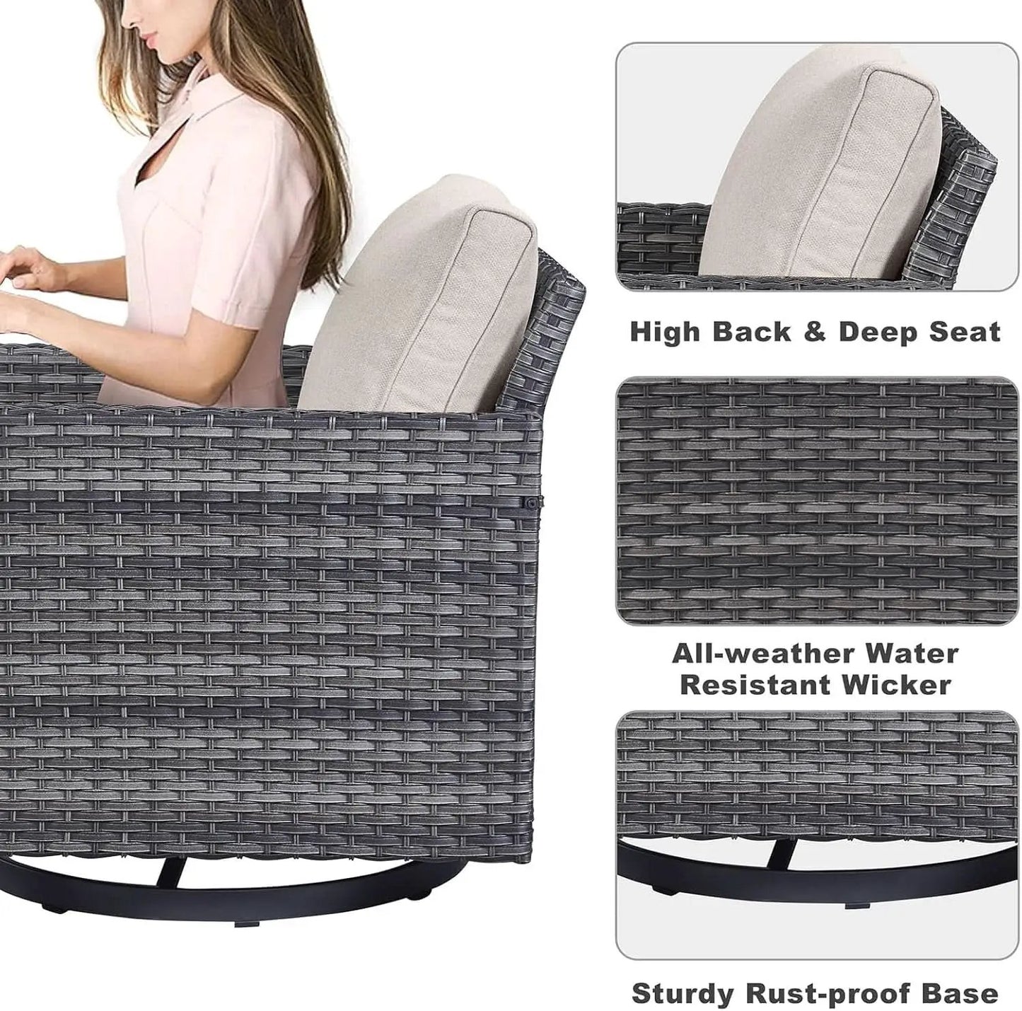 Oversize Outdoor Wicker Patio Sofa Set With Swivel Chairs from PriceLows™