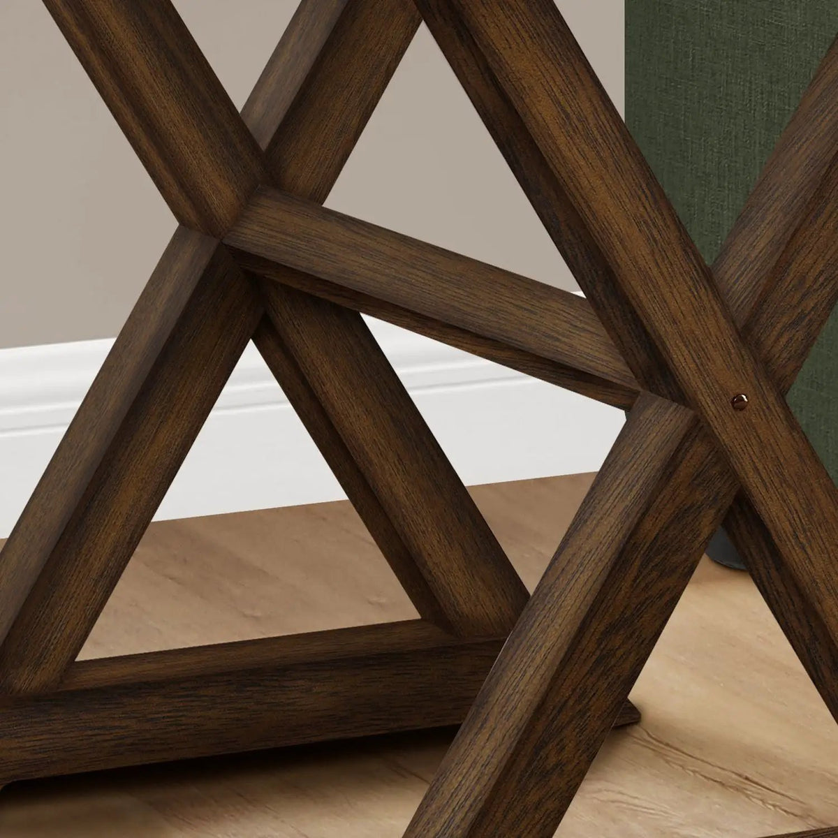 Compact Square Accent End Table | Transitional Style | Solid Wood Trestle Base | Veneer Top