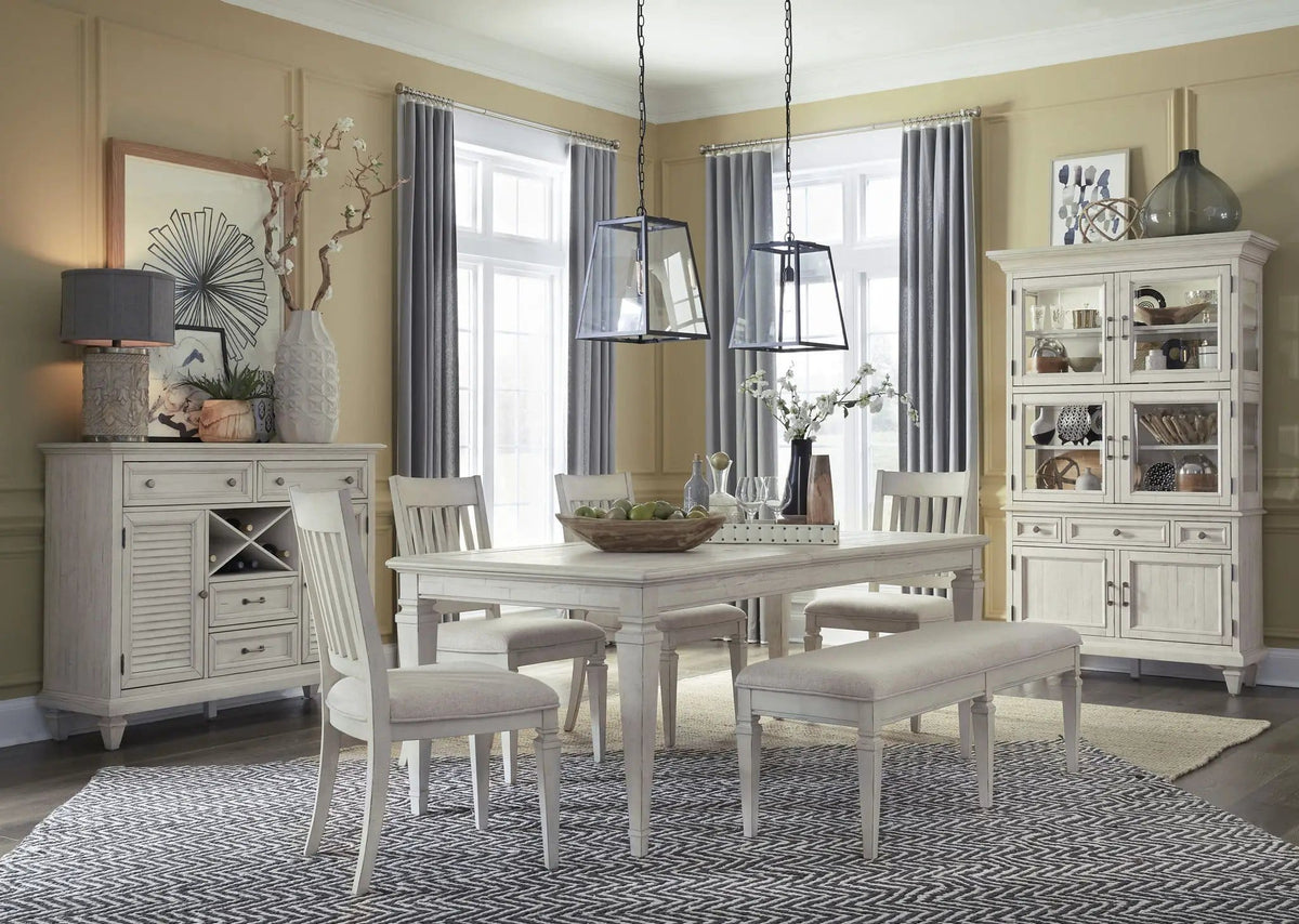 Newport Server | 18 x 54 x 44 in | Glass & Veneer | Alabaster