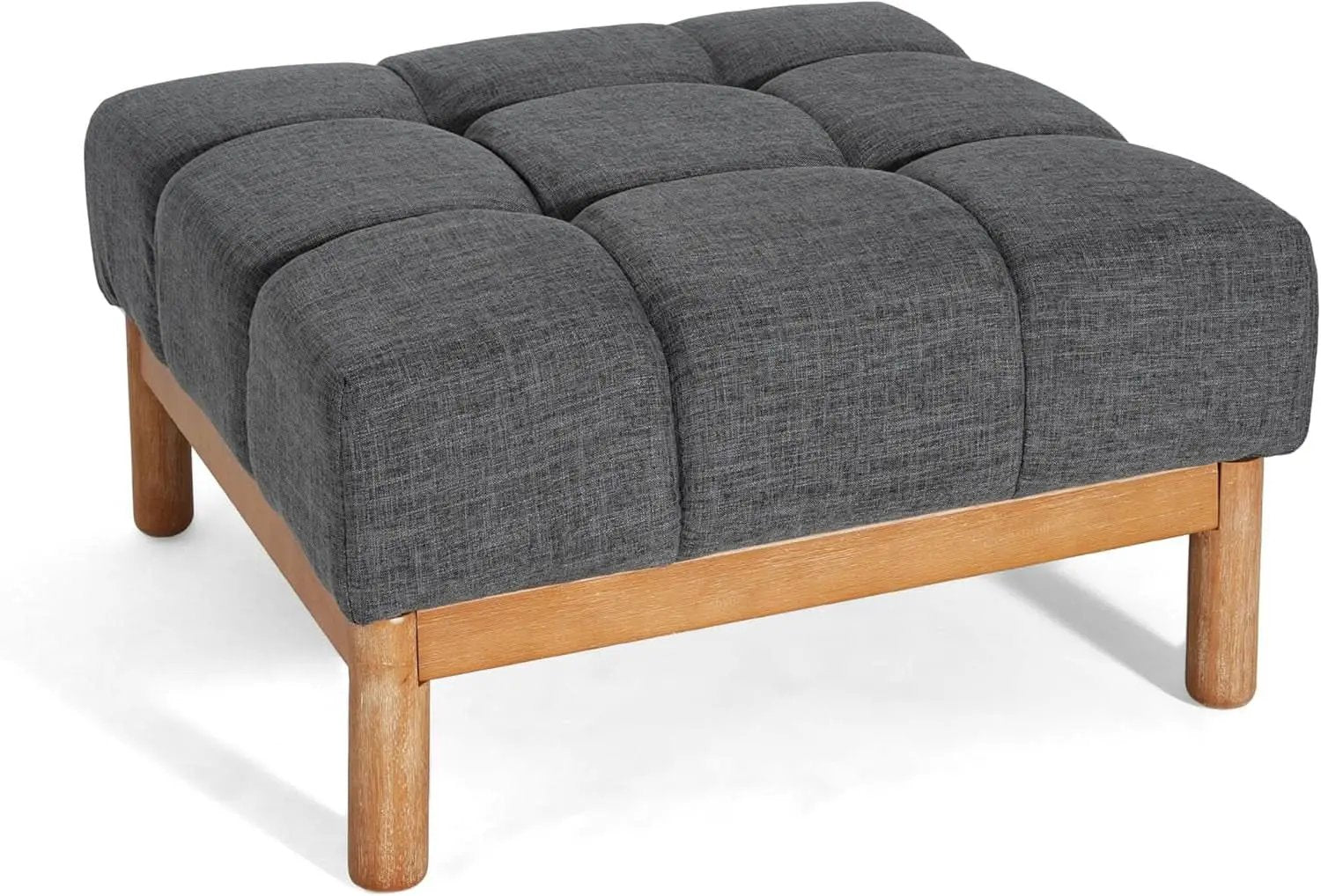 Modern Gray Fabric Ottoman With Walnut Finish WoodFrame from PriceLows™