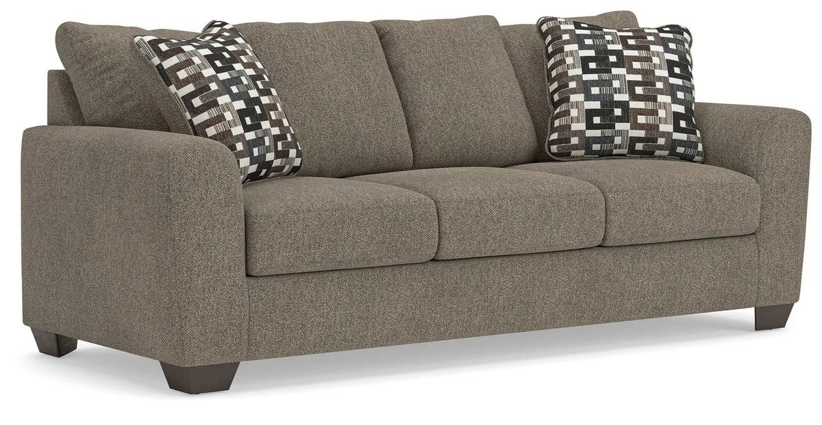 Triston-Peaks Sofa | 90 x 38 x 38 in | Wood | Suede