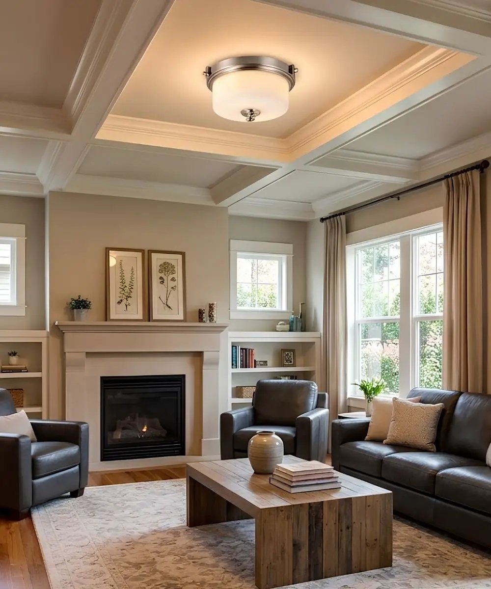 Flush Mount Light Fixture | 2 Light | Brushed Nickel | 13 Inch Width