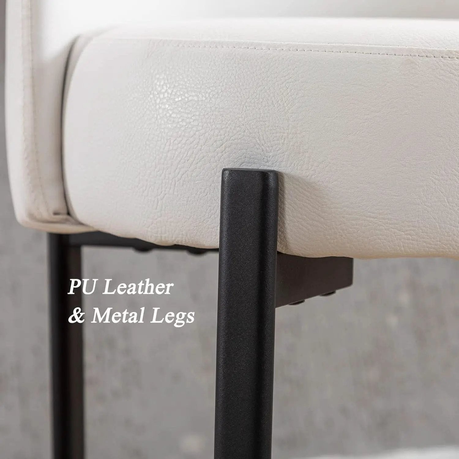 26 Inch Round Faux Leather Bar Stools Set Of 2 White from PriceLows™