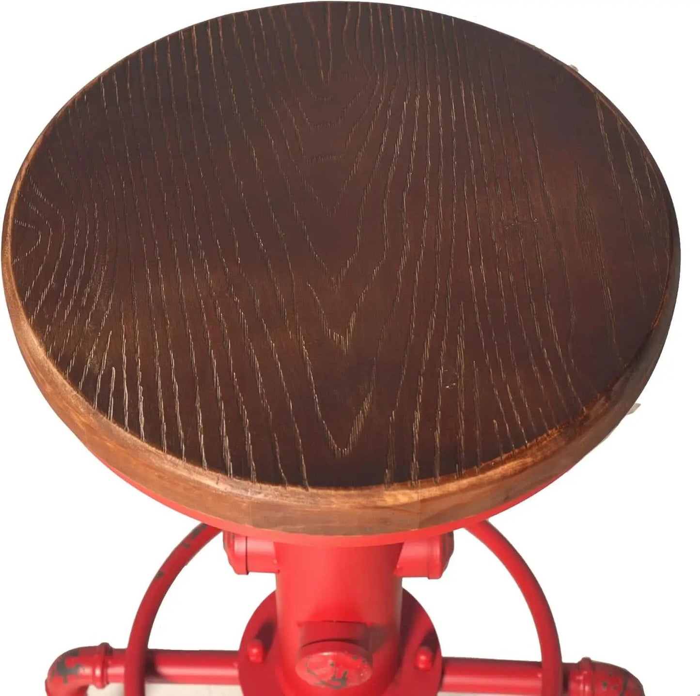Antique Industrial Barstools Set With Adjustable Wooden Seats from PriceLows™