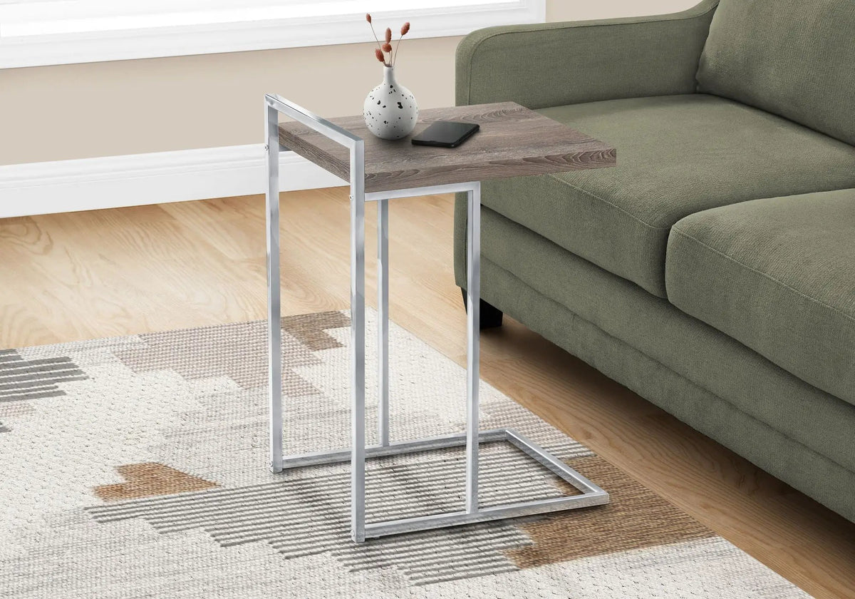C-Shaped Accent Table | Sturdy Metal Base | Thick Rectangular Top | Portable And Lightweight