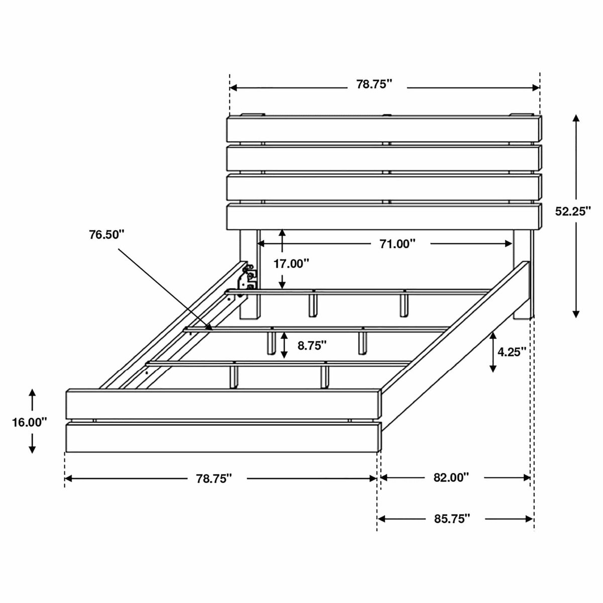 Brantford Wood Eastern King Panel Bed Barrel | 78.75 x 85.75 x 52.25 in | Engineered Wood & Veneer | Oak