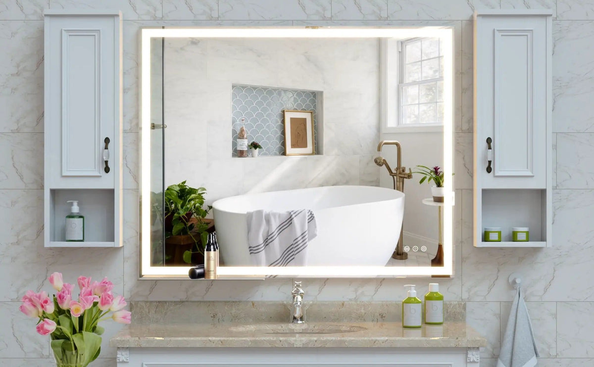 LED Bathroom Vanity Mirror Wall Mounted Adjustable / Warm / Natural Lights Anti-Fog | 3 Pieces | Bathroom Furniture | Bathroom