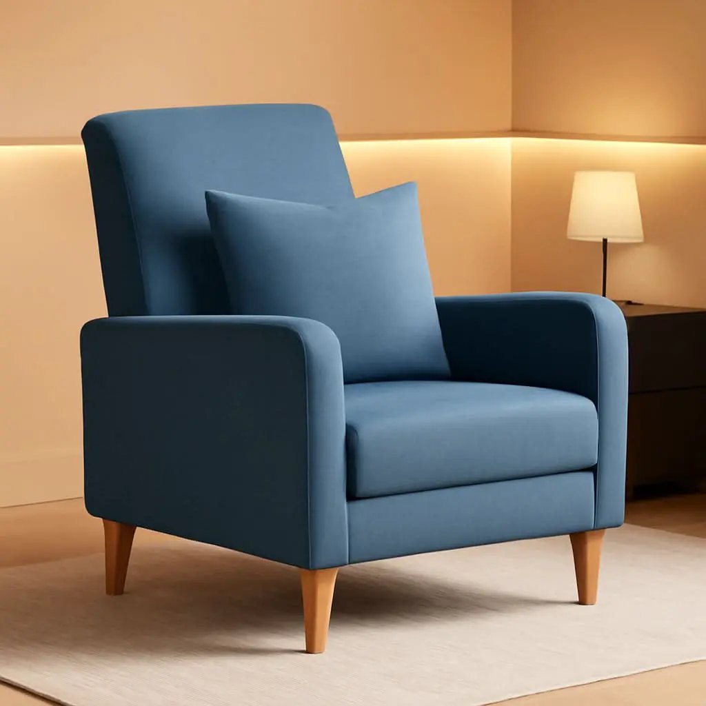 Blue Upholstered Accent Armchair With Back Cushions from PriceLows™