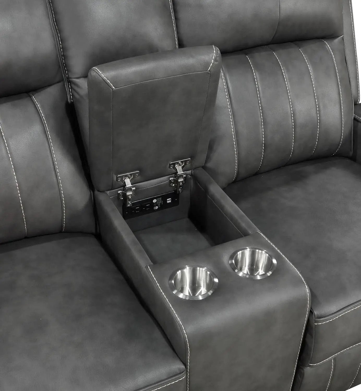 Gray Faux Leather Reclining Loveseat With Manual Recline from PriceLows™