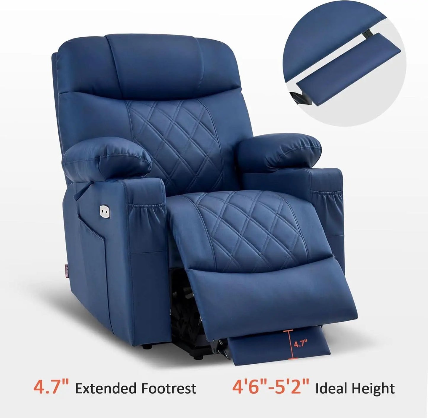 Petite Power Lift Recliner With Massage Blue USB Ports from PriceLows™