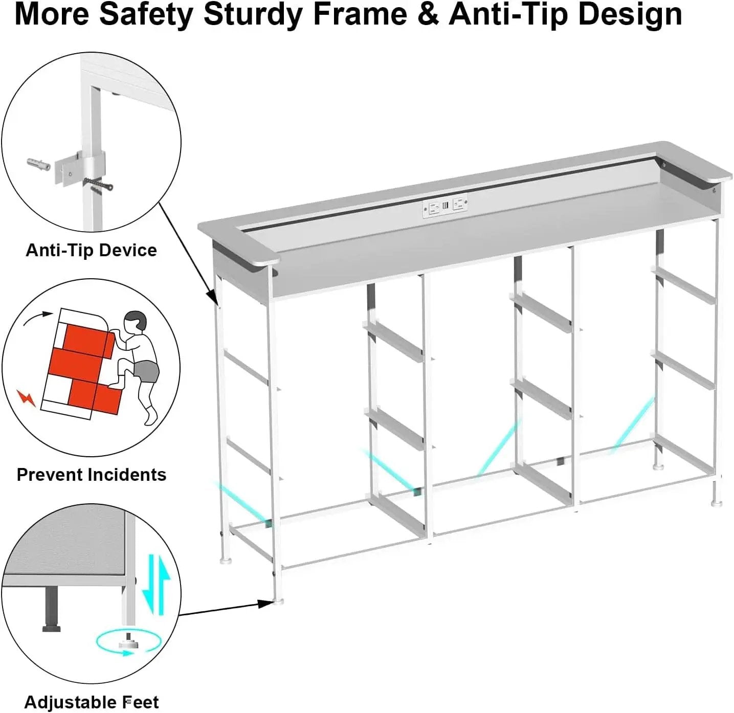 White Dresser With Integrated LED Lighting And Charging from PriceLows™