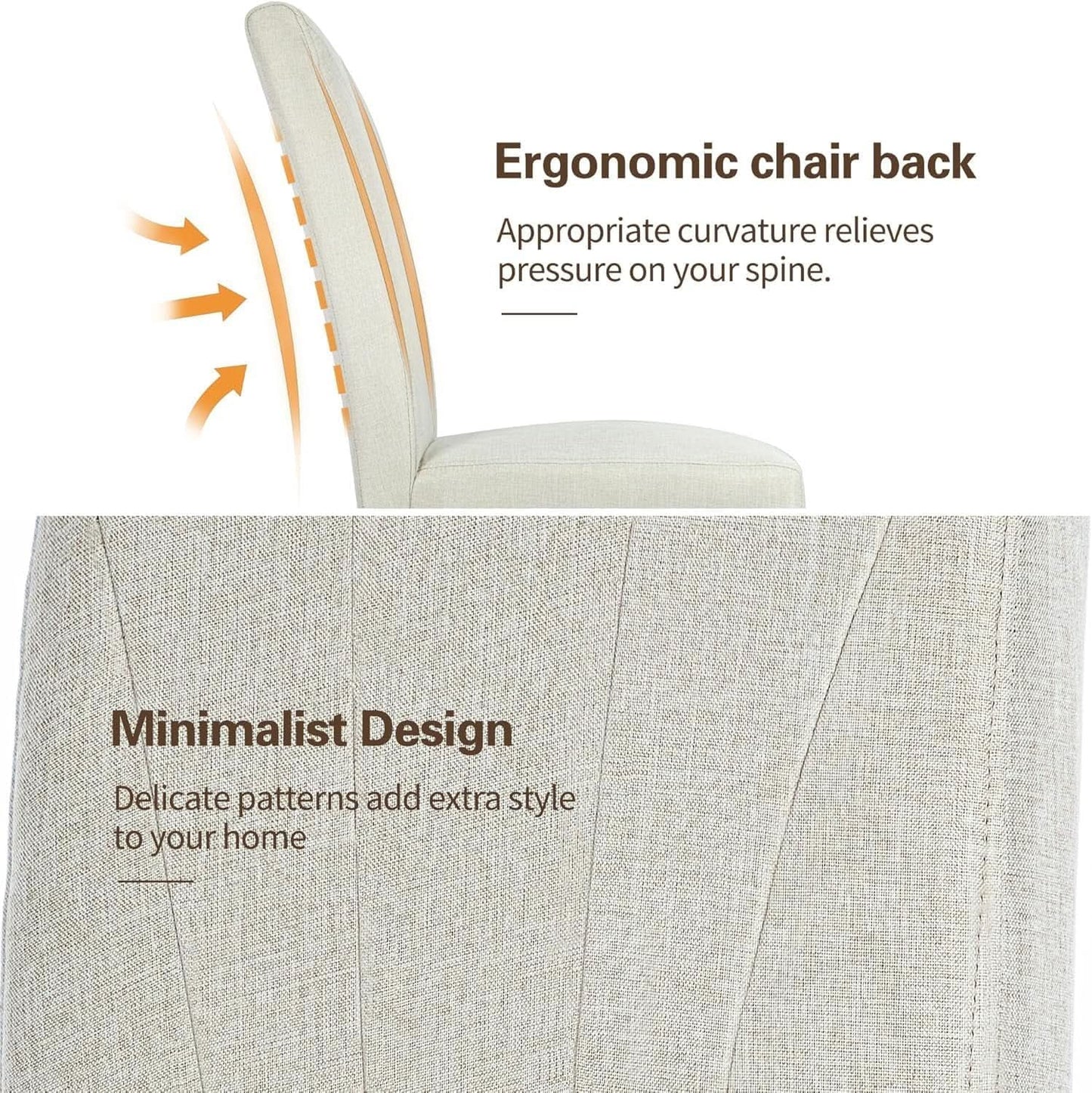 Beige Luxuriously Upholstered Dining Chairs Set Six from PriceLows™