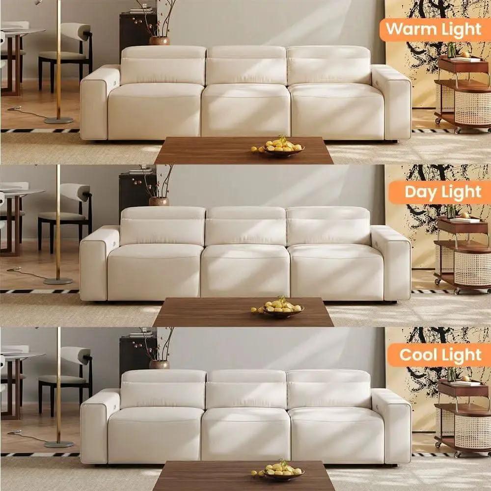 Beige 108 Inch Ultra Power Leather Modular Sectional from PriceLows™