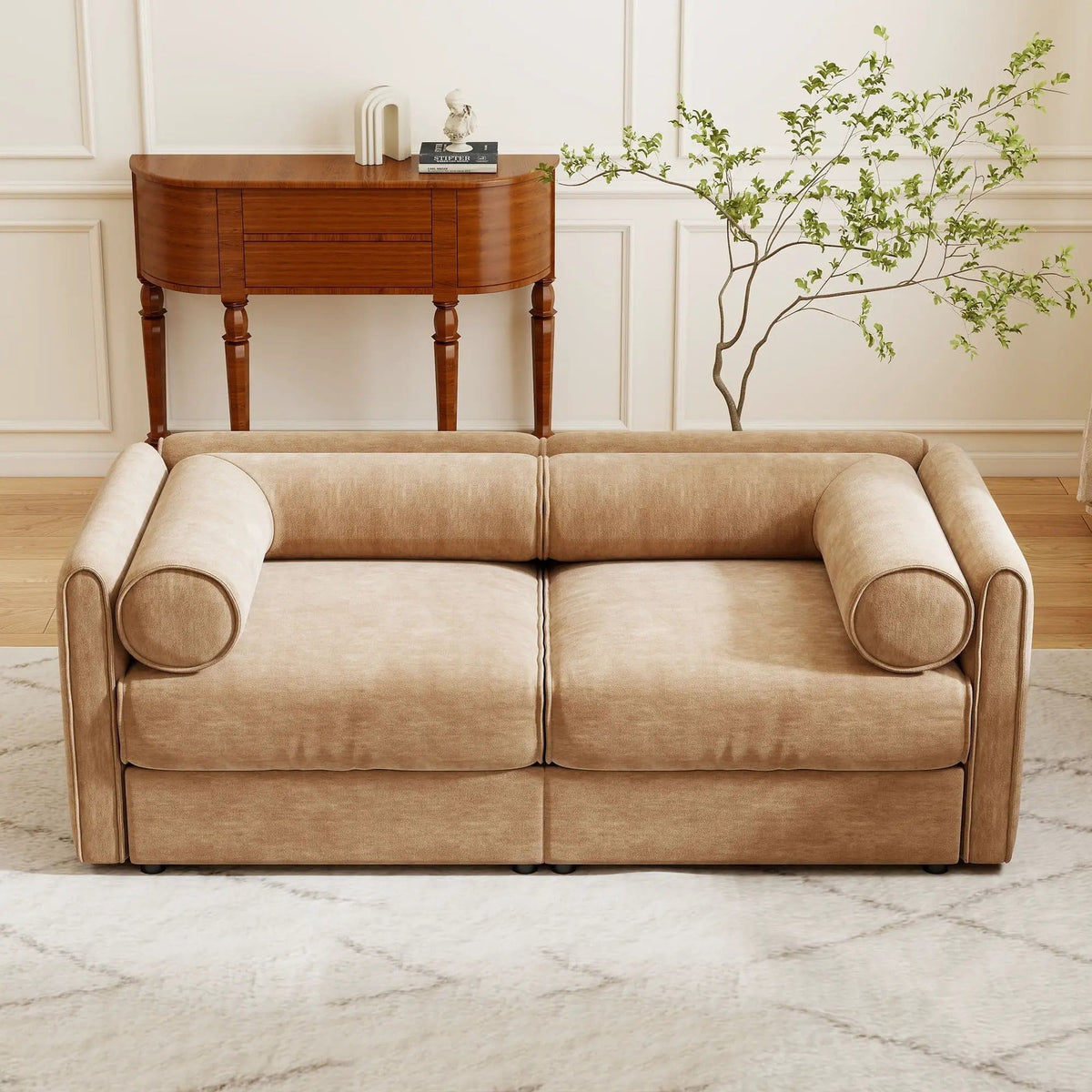 Stylish Sofa With Storage Seat And Cylindrical Backrest | Stationary Sofa | Living Room Furniture | Living Room