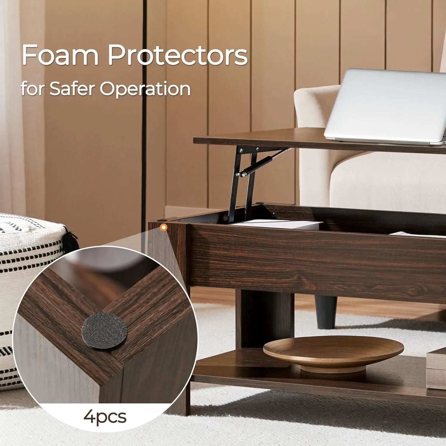 Espresso Lift Top Coffee Table With Hidden Compartment from PriceLows™