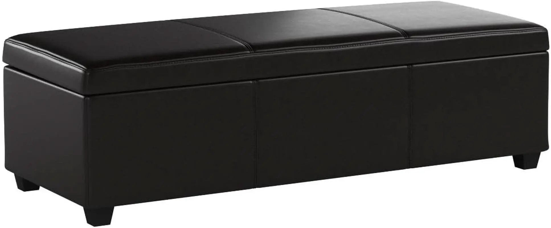 47 Inch DarkBrown Leatherette Storage Ottoman Bench from PriceLows™