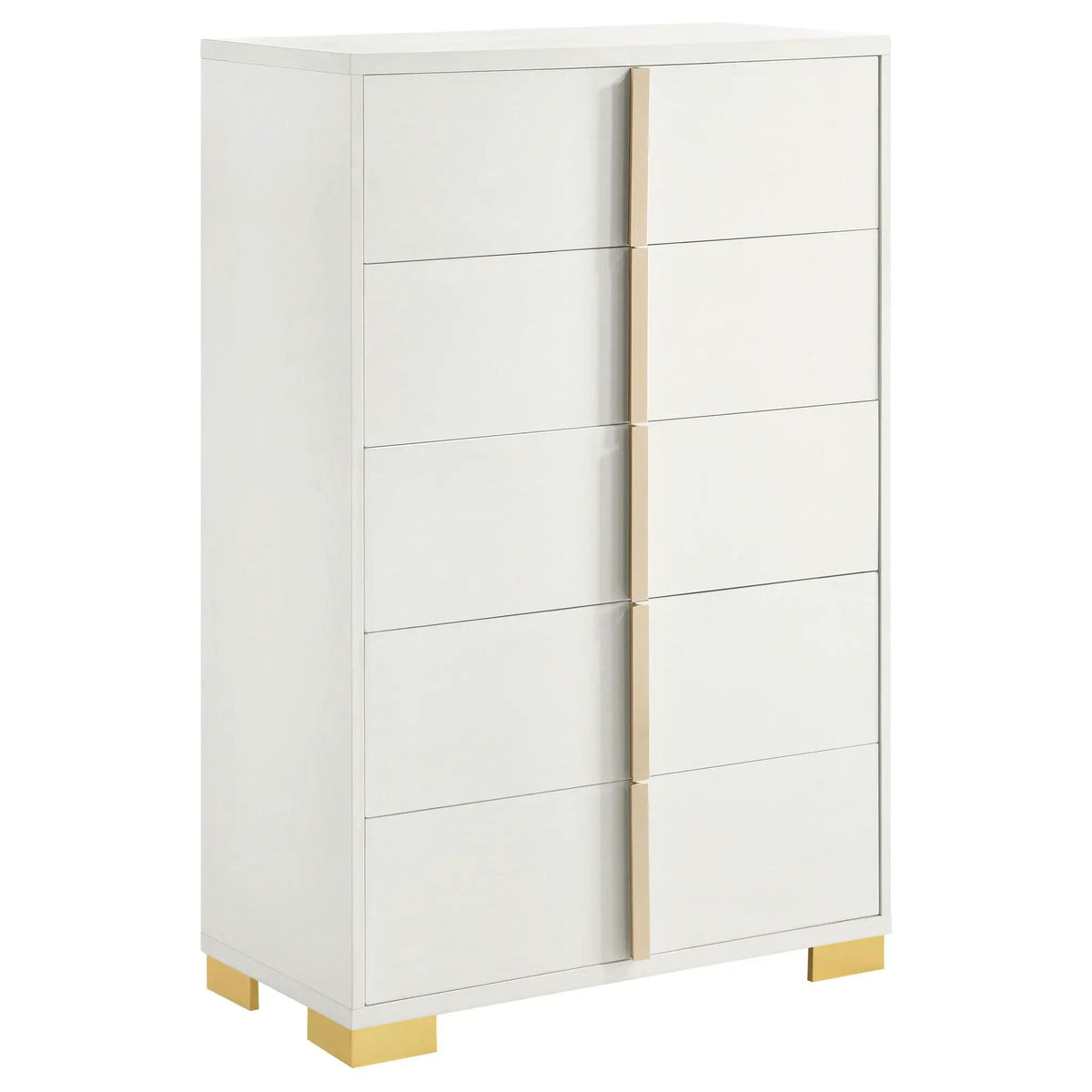 Marceline 5-drawer Bedroom Chest | 31.5 x 16.25 x 49.5 in | Engineered Wood & Metal | White