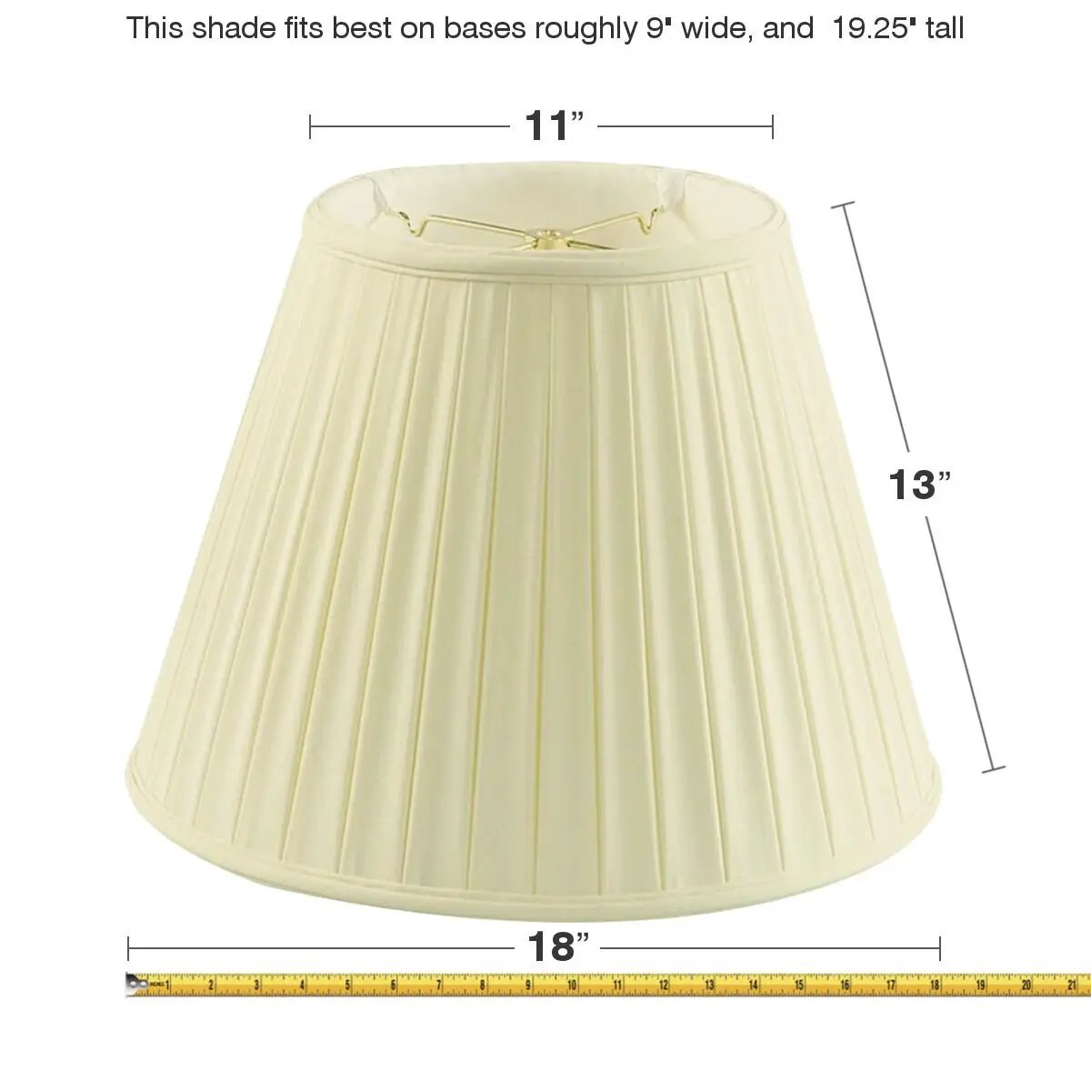 Lamp Shade | Empire Box Pleat | Egg Shell Shantung | 18 By 14 Inch