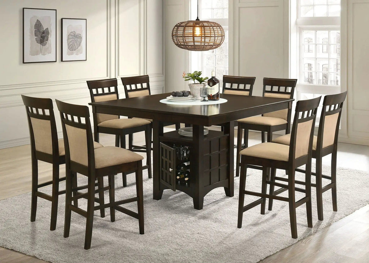 Gabriel 9-piece Square Counter Height Dining Set (Style 2) | 9-Piece Set | Rubberwood & Engineered Wood | Cappuccino