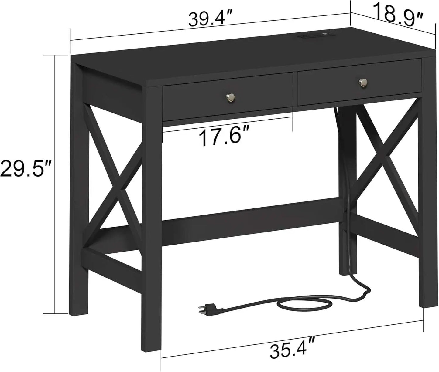 39 Inch Computer Desk With USB Ports For Home Office from PriceLows™