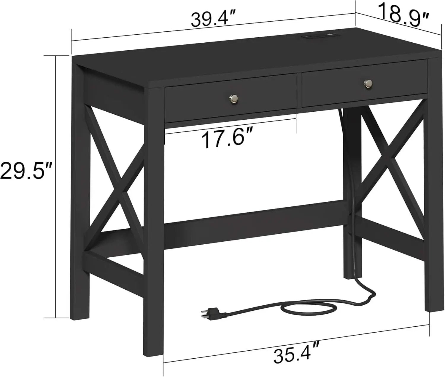 39 Inch Computer Desk With USB Ports For Home Office from PriceLows™
