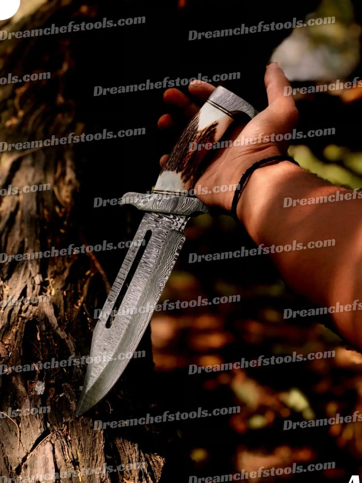 15" Handmade Damascus Steel Bowie Knife Full Tang with Stag Antler Handle & Damascus | 15 Inch | Damascus Steel | Custom handmade bowie Knife