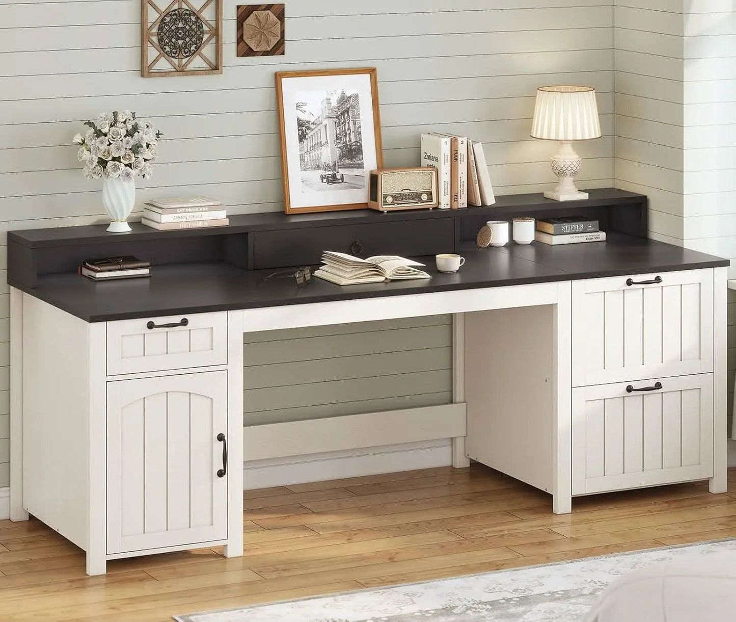 63 Inch Wide White Solid Wood Executive Desk With Drawer from PriceLows™
