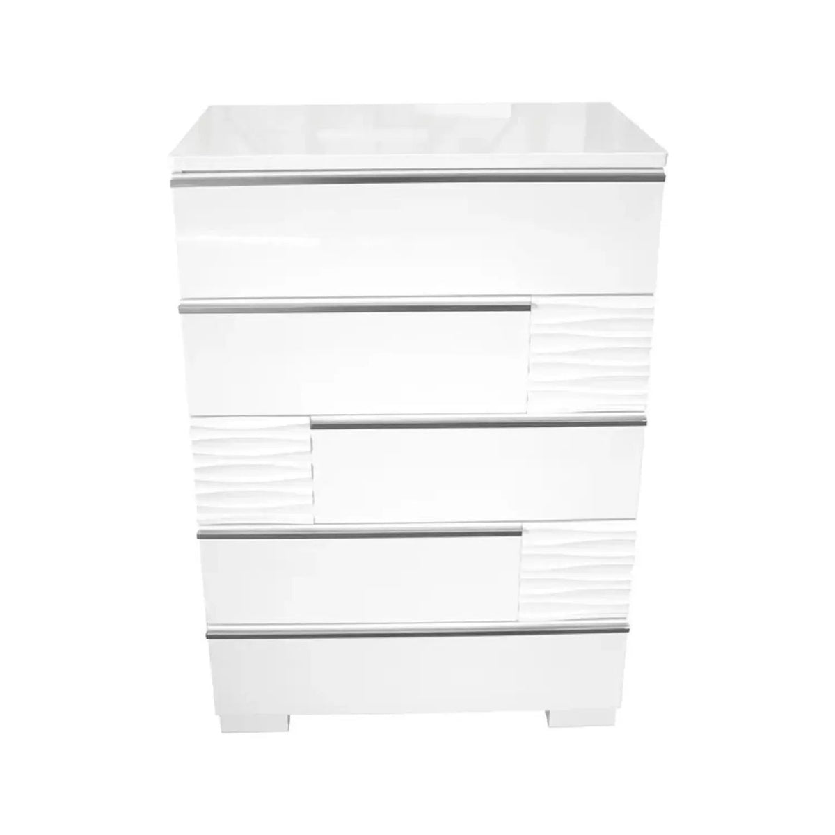 5 Drawer Chest | White Lacquer Finish | Modern Bedroom Decor