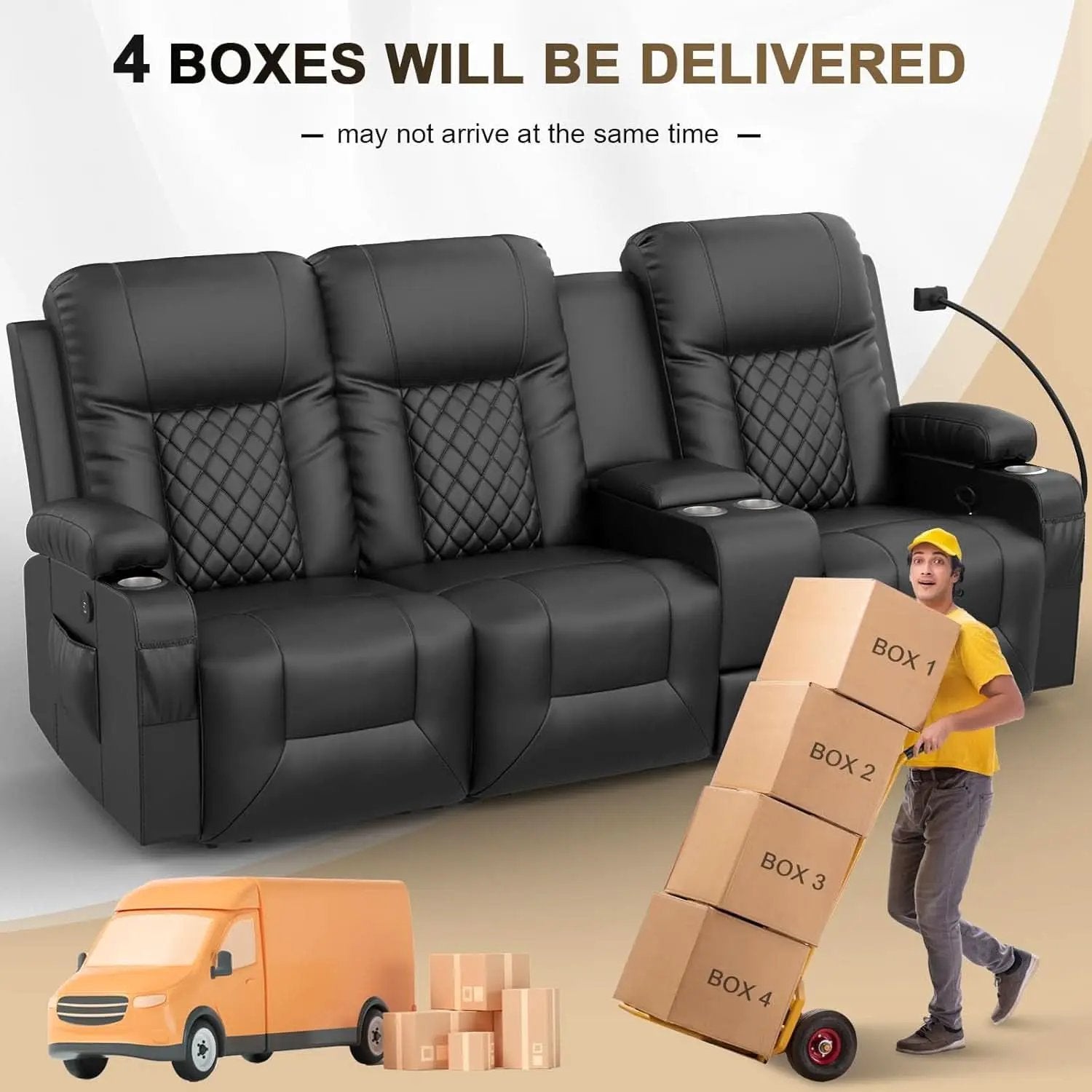 Three Seat Recliner Sofa With USB Ports And Storage from PriceLows™