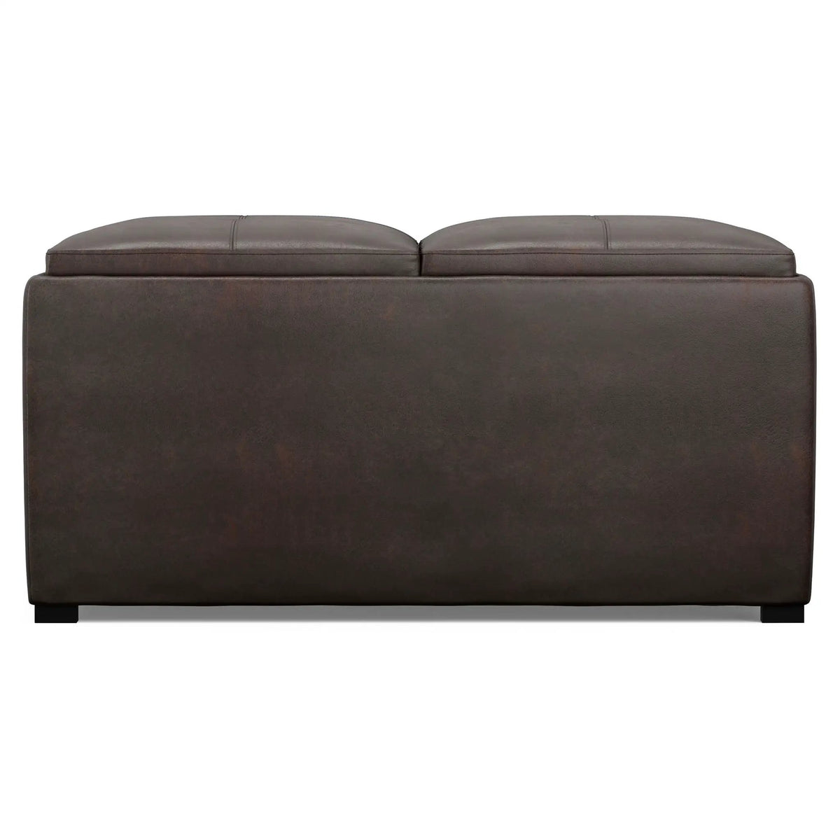 Avalon Upholstered Storage Ottoman | Vegan Leather | Four Flip Over Serving Trays | 35 Inch Width