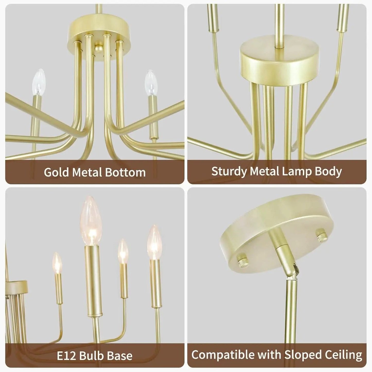 Gold Farmhouse Chandelier 8 Lights for Dining Room from PriceLows™
