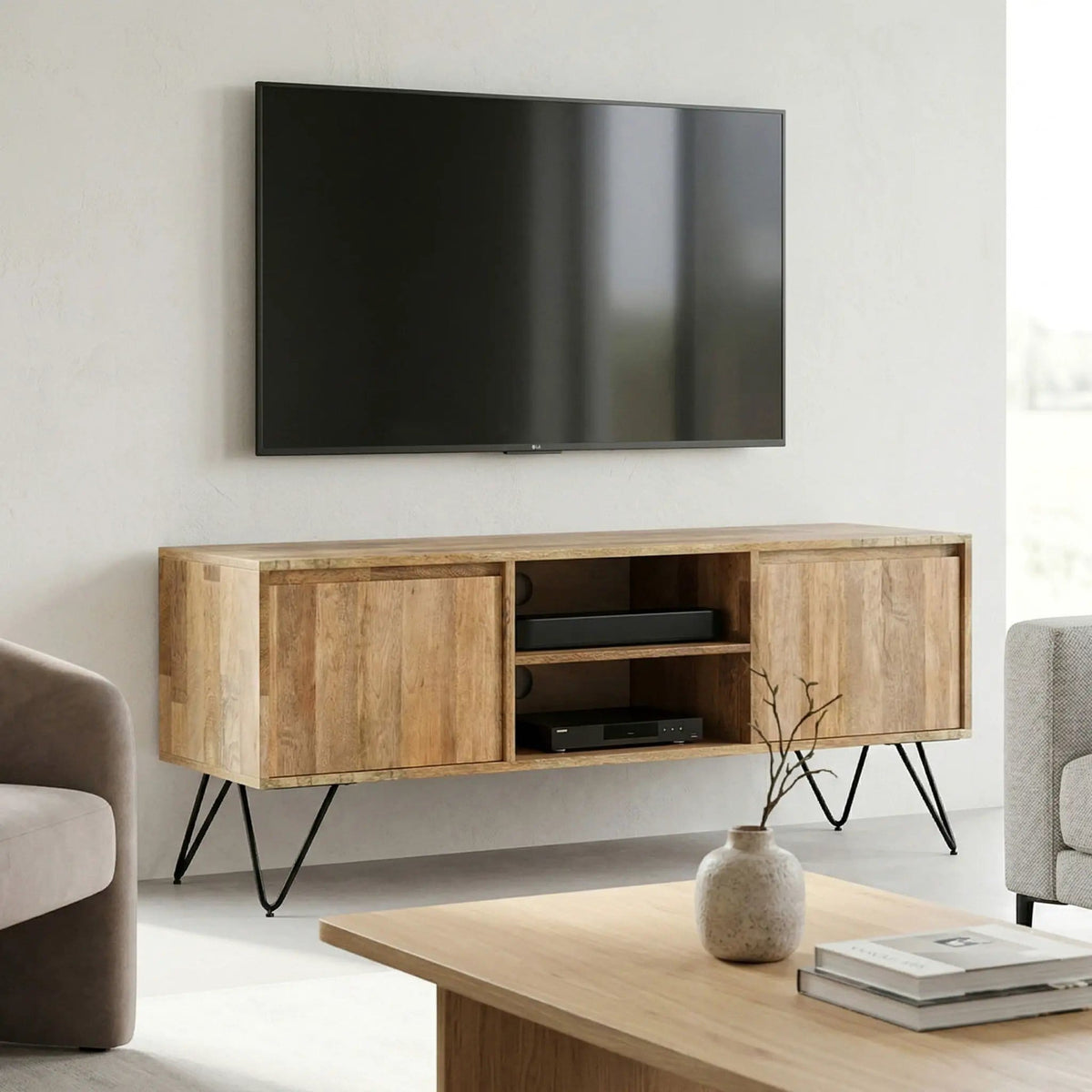Hunter Handcrafted TV Media Stand | 3 Pieces | Iron & Metal | Living Room