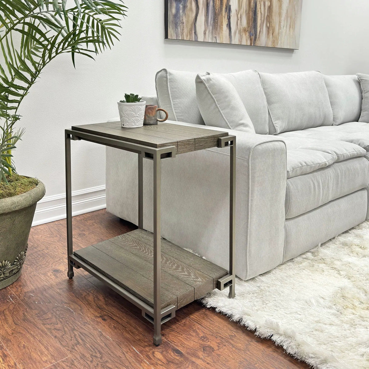 Corbeta 3 Piece Coffee Table Set | Metal Frame Wood Tables | 2 Chairside Tables | Aged Graphite Finish
