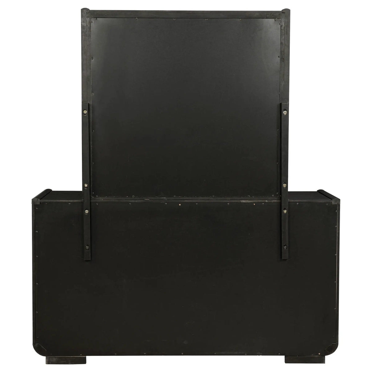 Leandro 8-drawer Bedroom Dresser with Mirror Burnished | 66.25 x 19 x 77.5 in | 8-Drawer | Black