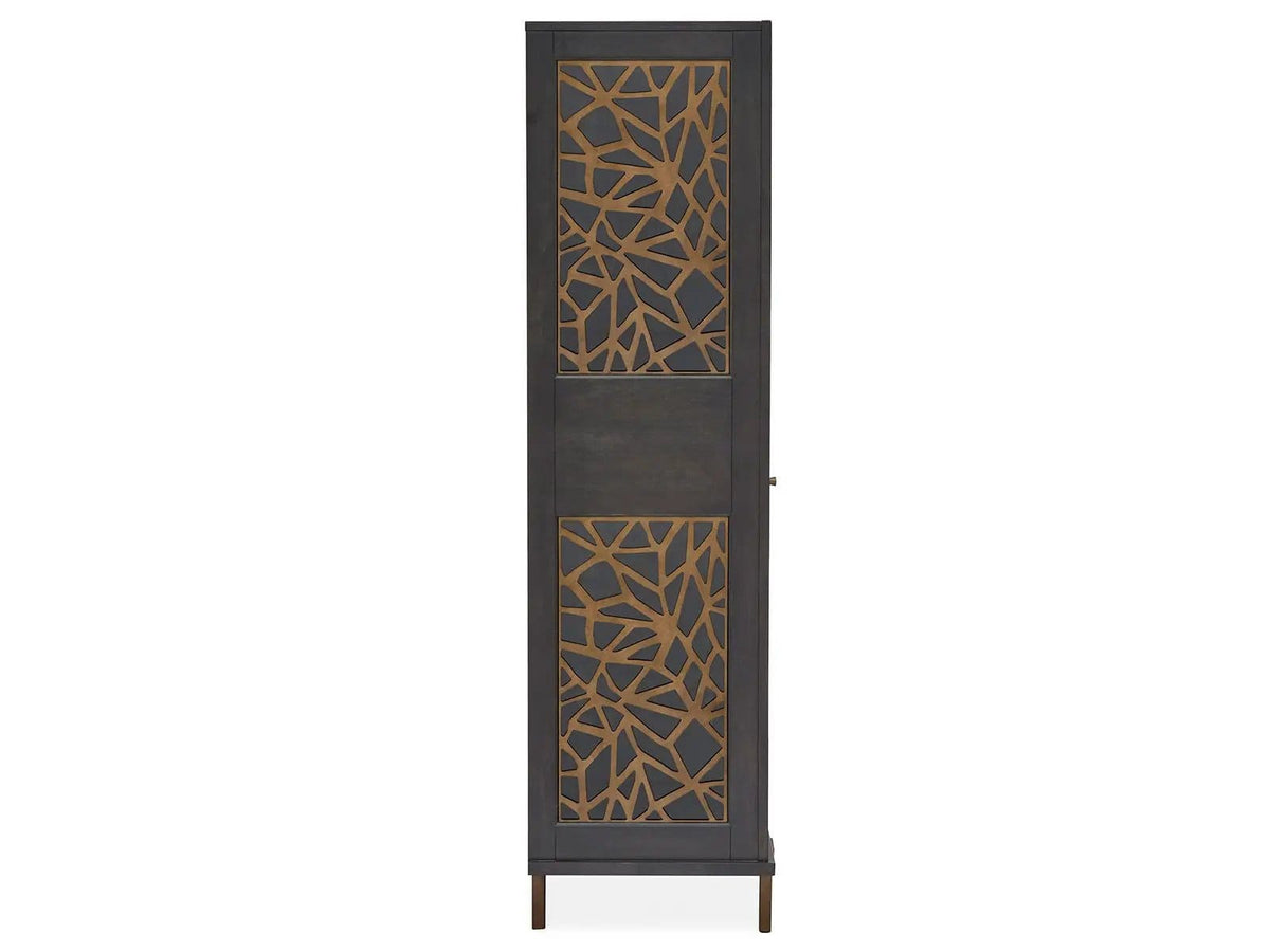 Ryker Display Cabinet | 18 x 42 x 69.38 in | Oak Veneer & Tempered Glass | Nocturn Black And Coventry Gray