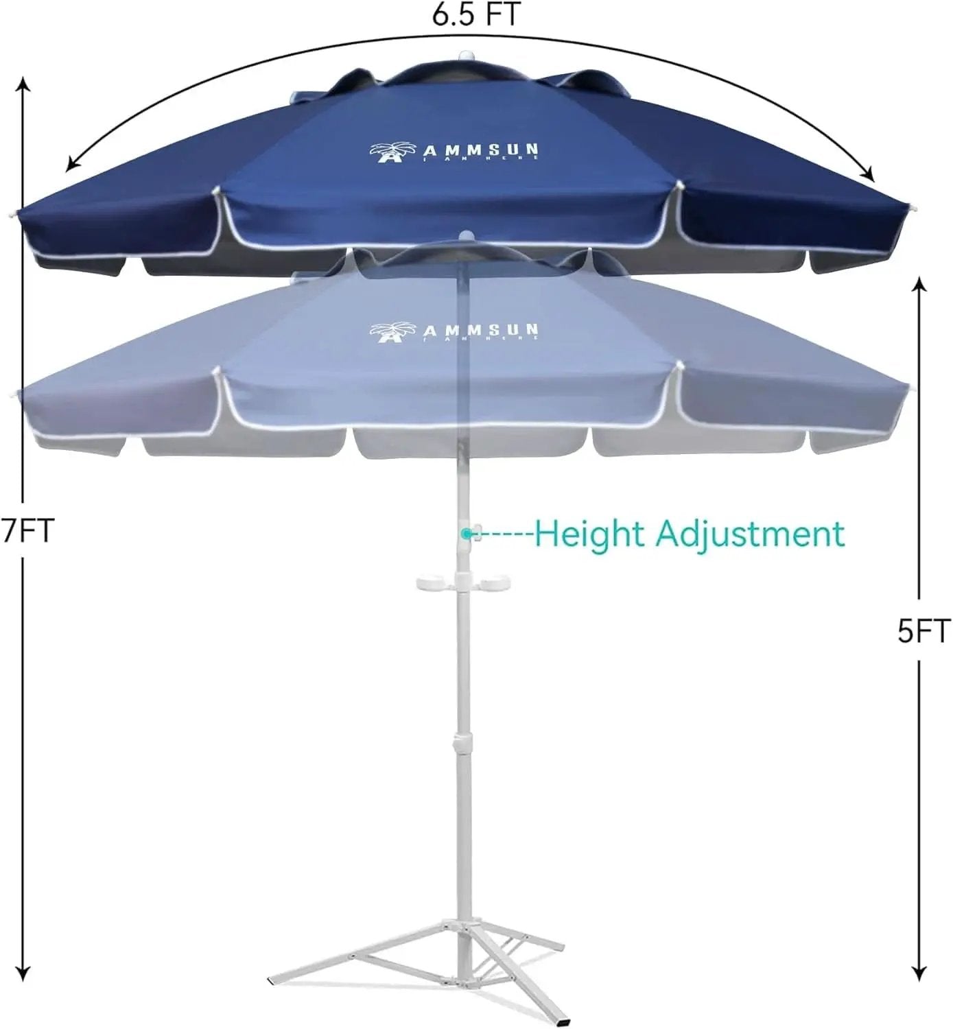 Six Point Five Foot Portable Shade Umbrella With Stand from PriceLows™
